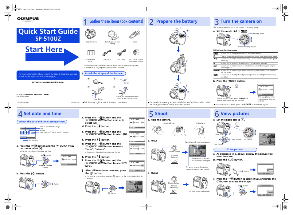 Olympus SP-510 UZ User Manual | 1 page