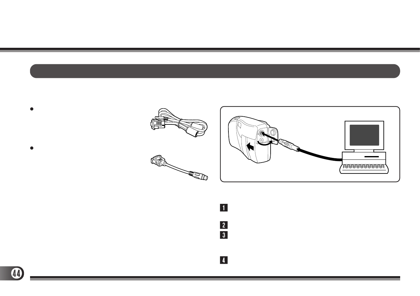 Connecting to a personal computer | Olympus D-300 User Manual | Page 44 / 56
