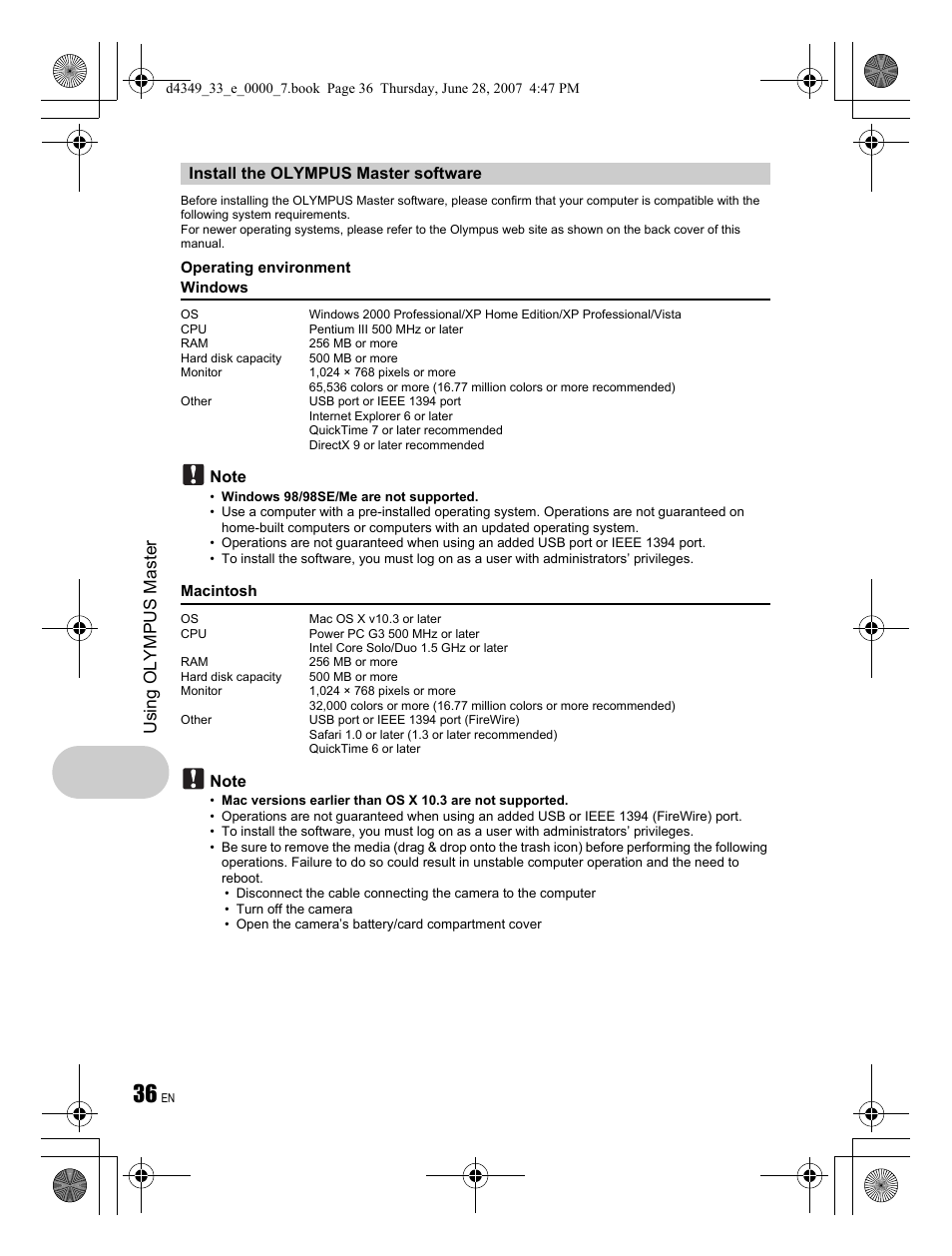 Using olympus master | Olympus FE-300 User Manual | Page 36 / 68
