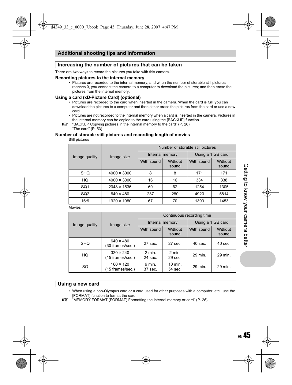 Getting to know your camera better | Olympus FE-300 User Manual | Page 45 / 68