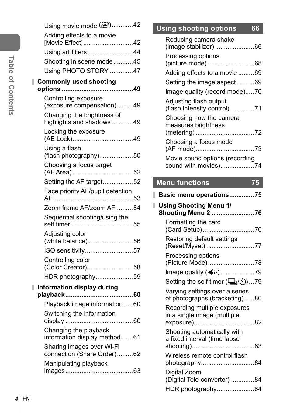 Olympus E-M1 User Manual | Page 4 / 165