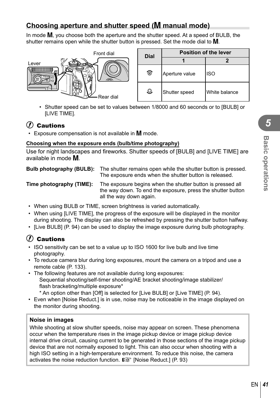 Basic operations | Olympus E-M1 User Manual | Page 41 / 165