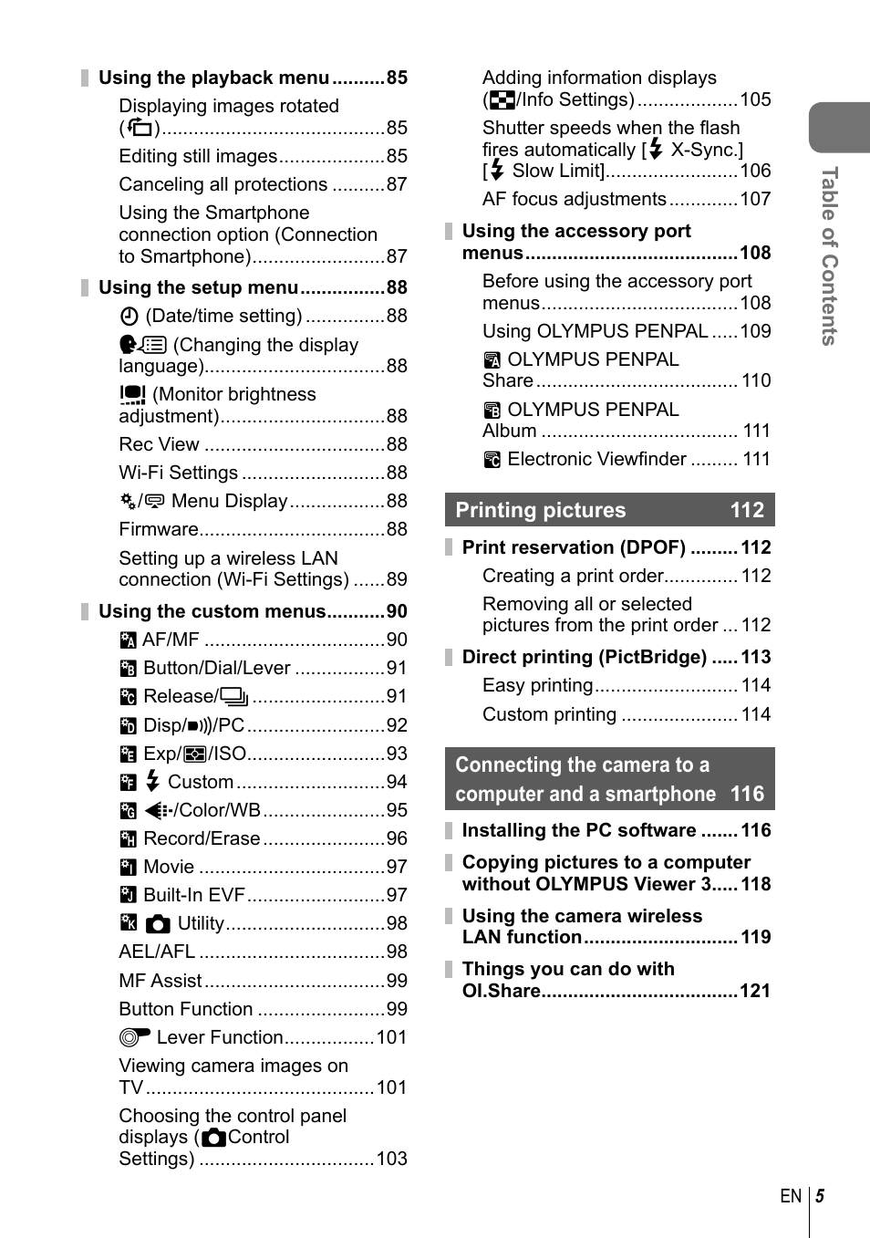 Olympus E-M1 User Manual | Page 5 / 165