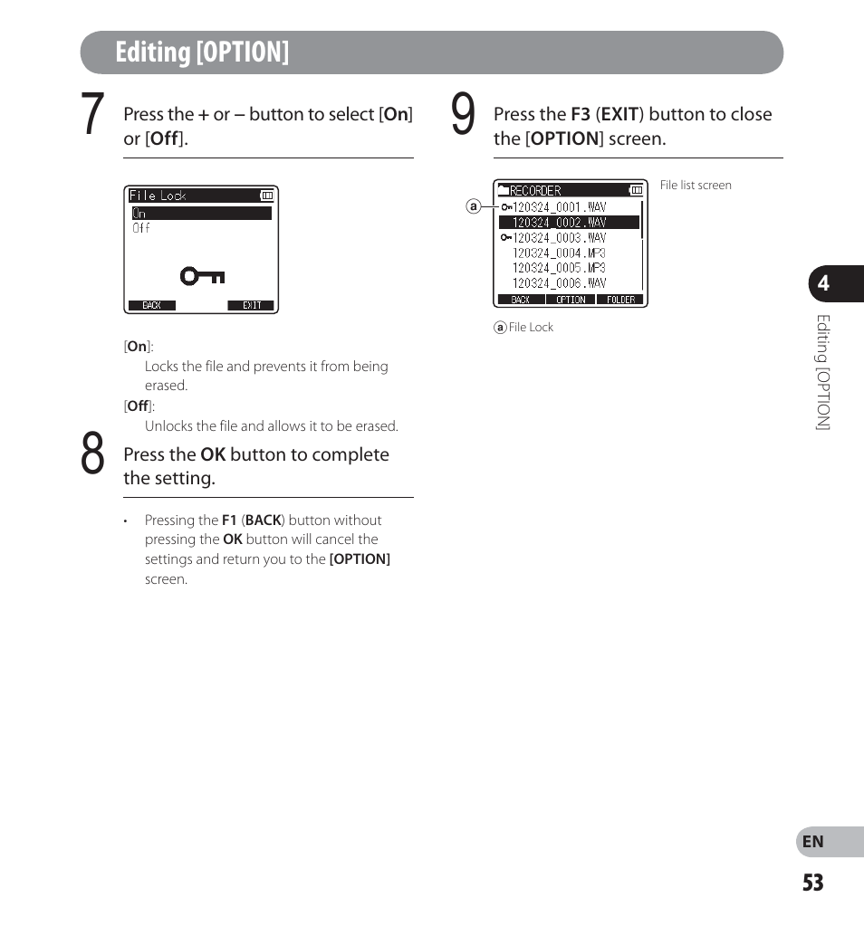 Editing [option | Olympus LS-12 User Manual | Page 53 / 100