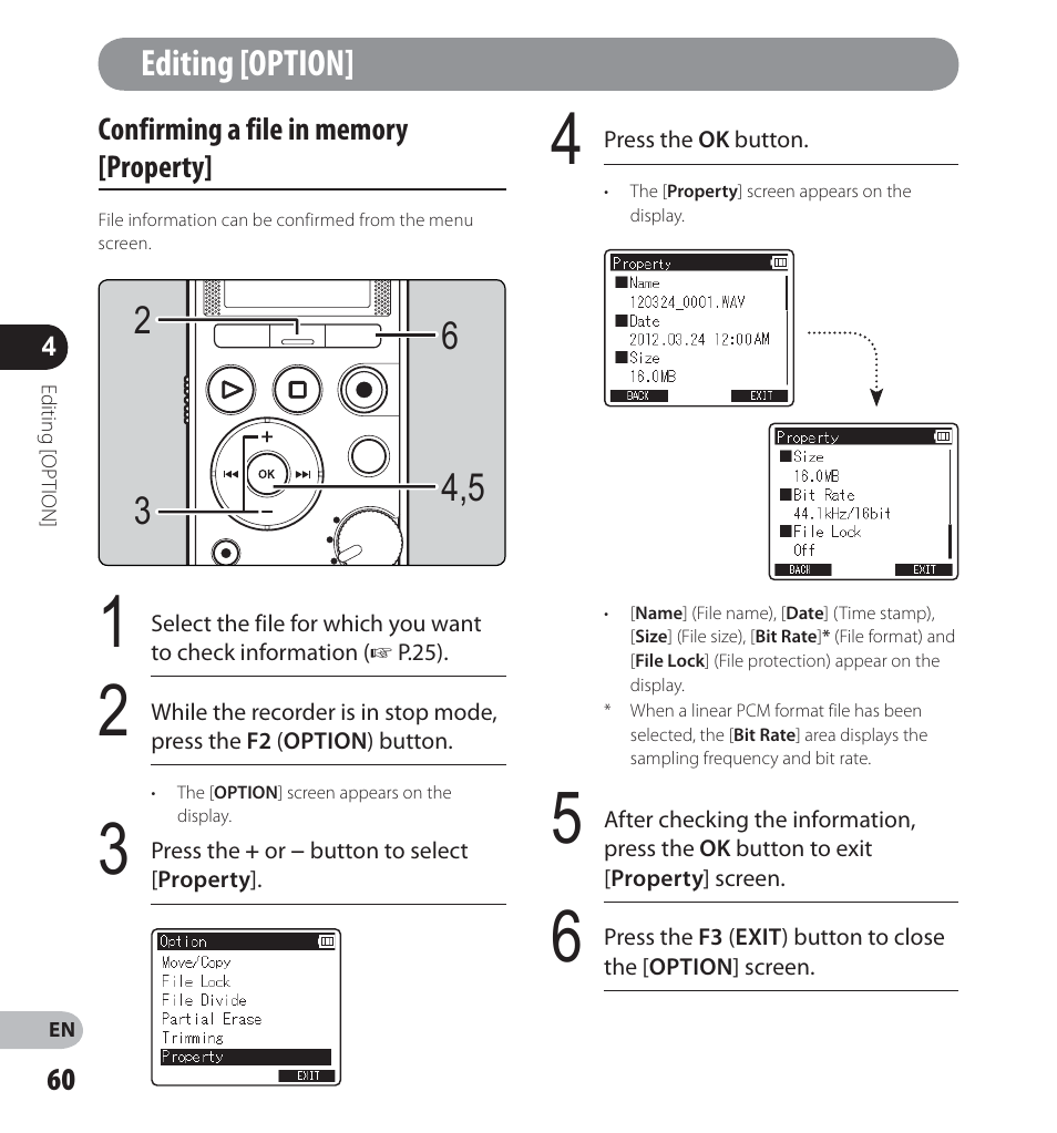 Editing [option | Olympus LS-12 User Manual | Page 60 / 100