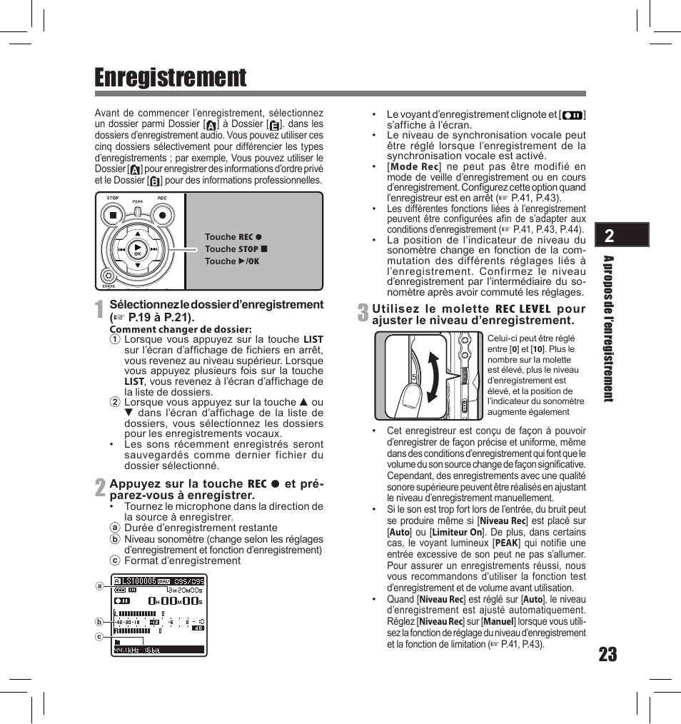 Enregistrement | Olympus LS-10S User Manual | Page 109 / 260