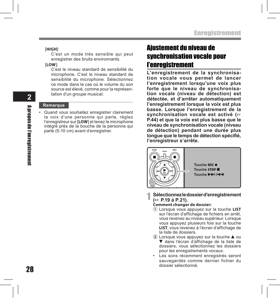 Enregistrement | Olympus LS-10S User Manual | Page 114 / 260