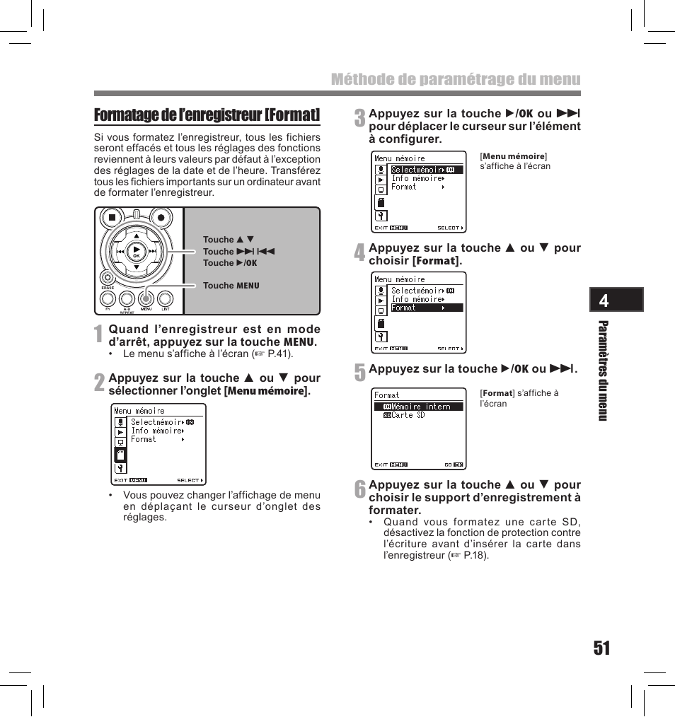 Formatage de l’enregistreur [format | Olympus LS-10S User Manual | Page 137 / 260