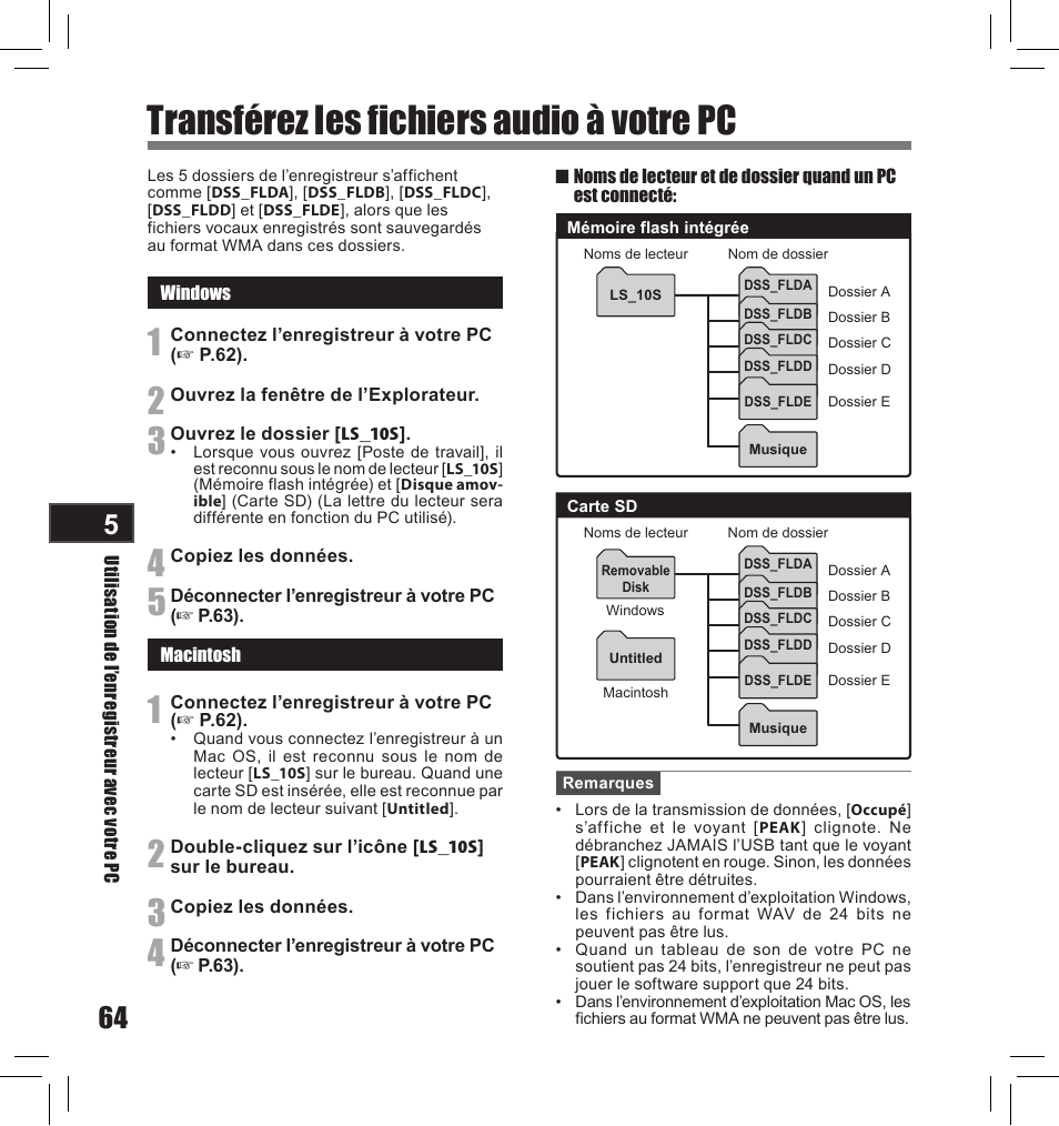 Transférez les fichiers audio à votre pc | Olympus LS-10S User Manual | Page 150 / 260