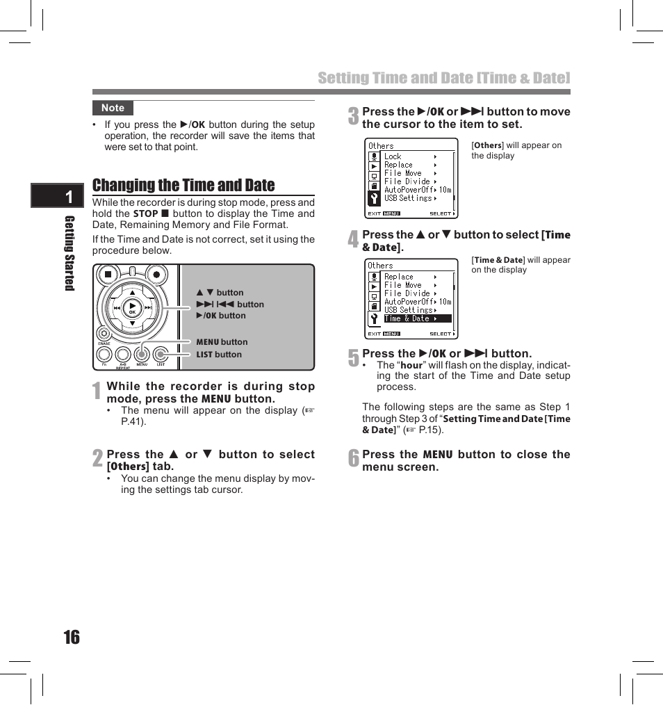 Changing the time and date | Olympus LS-10S User Manual | Page 16 / 260
