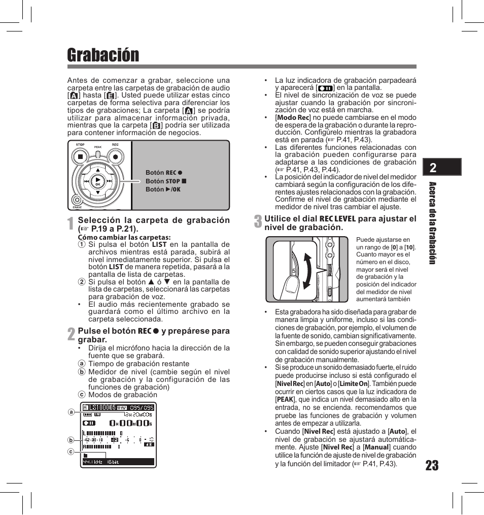 Grabación | Olympus LS-10S User Manual | Page 195 / 260
