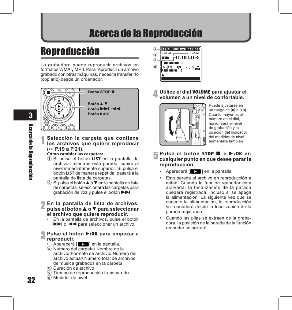 Reproducción, Acerca de la reproducción | Olympus LS-10S User Manual | Page 204 / 260