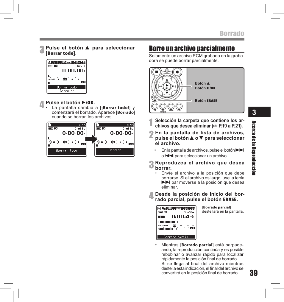 Borre un archivo parcialmente | Olympus LS-10S User Manual | Page 211 / 260