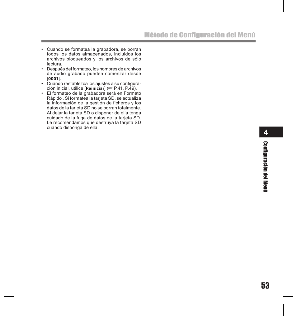 Método de configuración del menú | Olympus LS-10S User Manual | Page 225 / 260