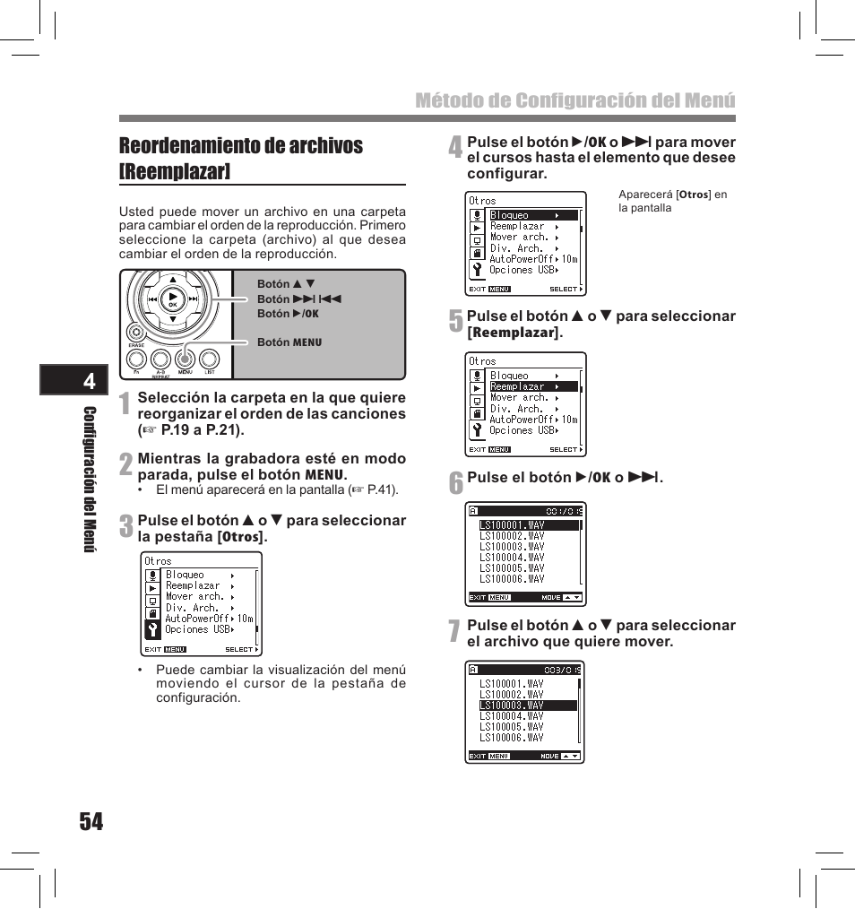 Reordenamiento de archivos [reemplazar | Olympus LS-10S User Manual | Page 226 / 260