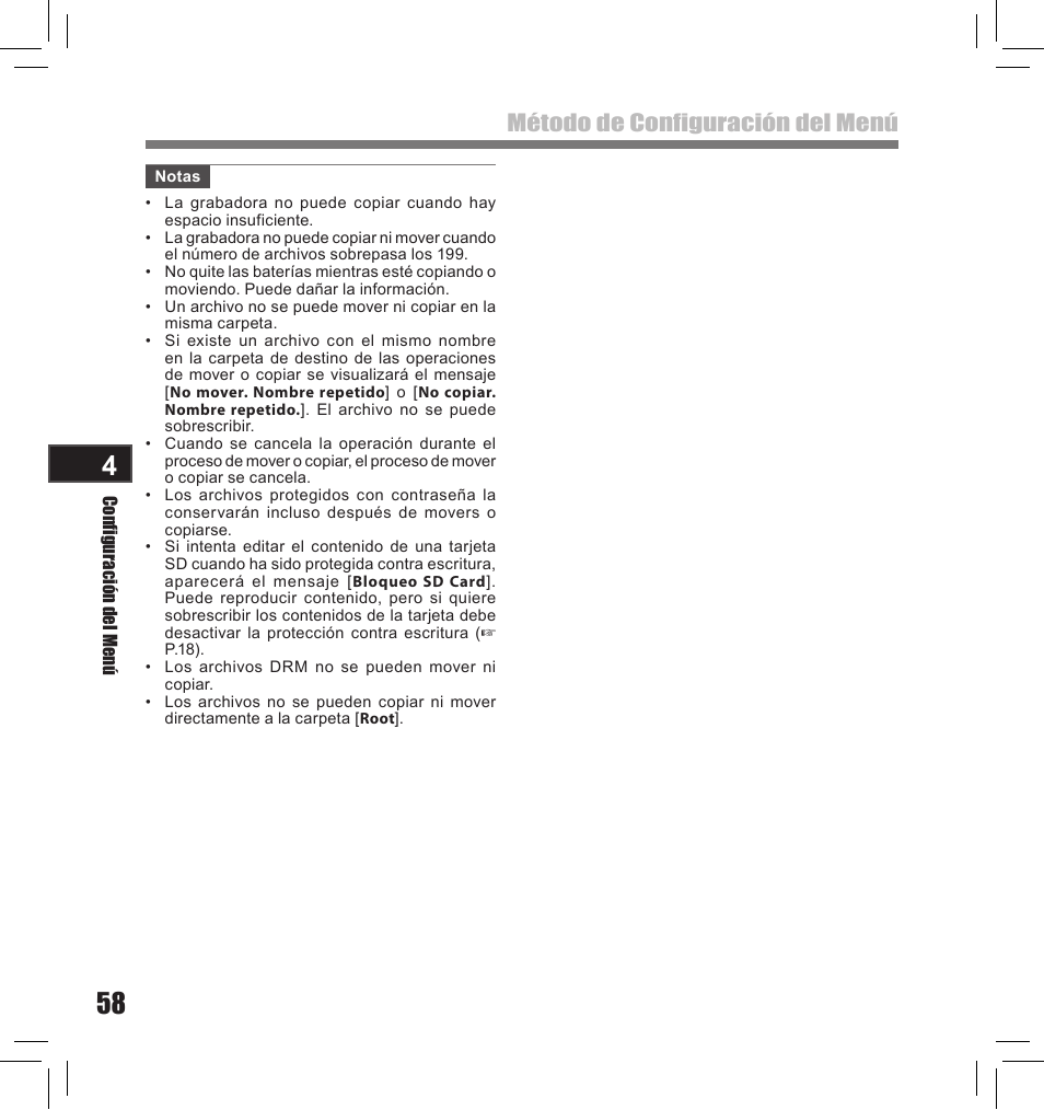 Método de configuración del menú | Olympus LS-10S User Manual | Page 230 / 260