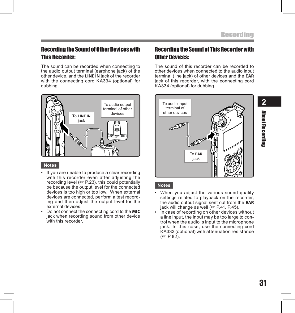 Recording | Olympus LS-10S User Manual | Page 31 / 260
