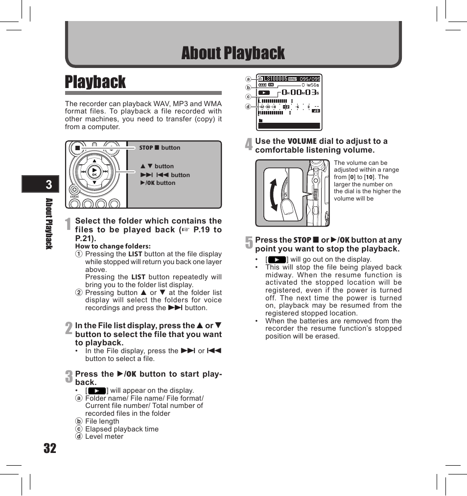 Playback, About playback | Olympus LS-10S User Manual | Page 32 / 260