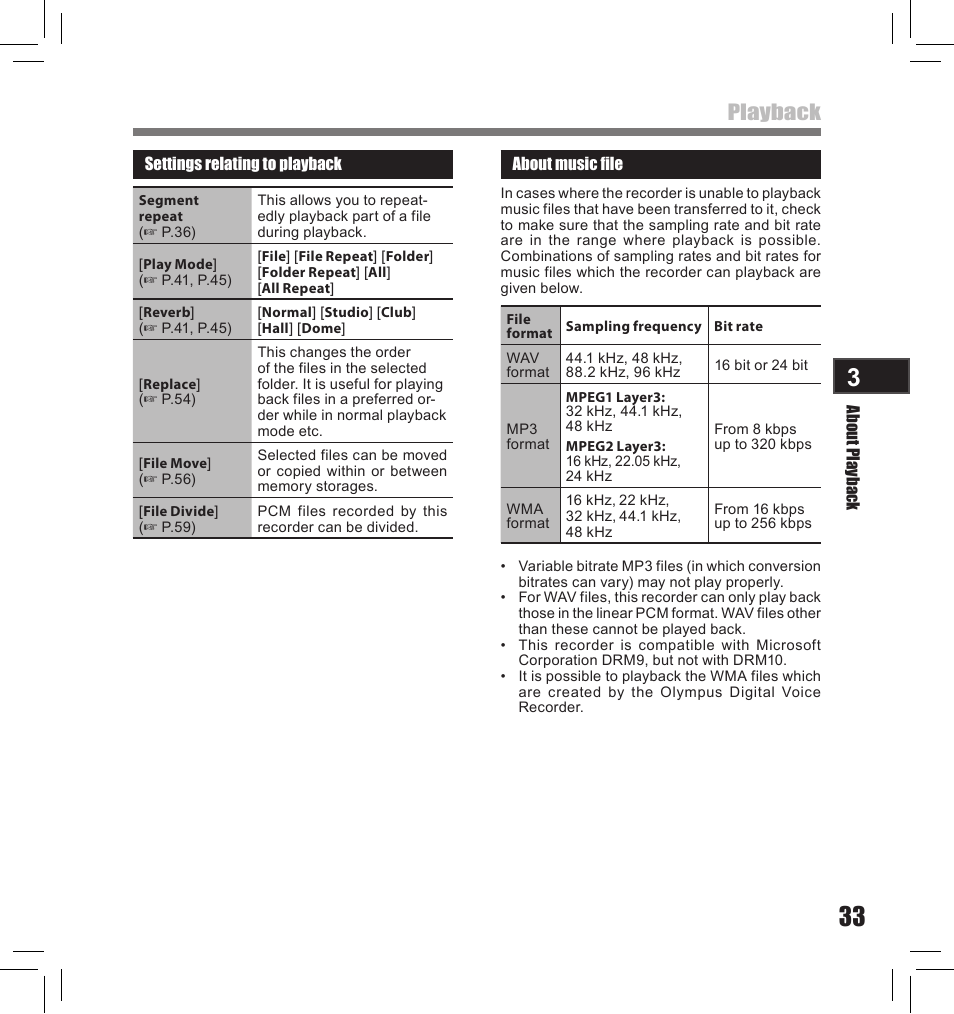 Playback | Olympus LS-10S User Manual | Page 33 / 260