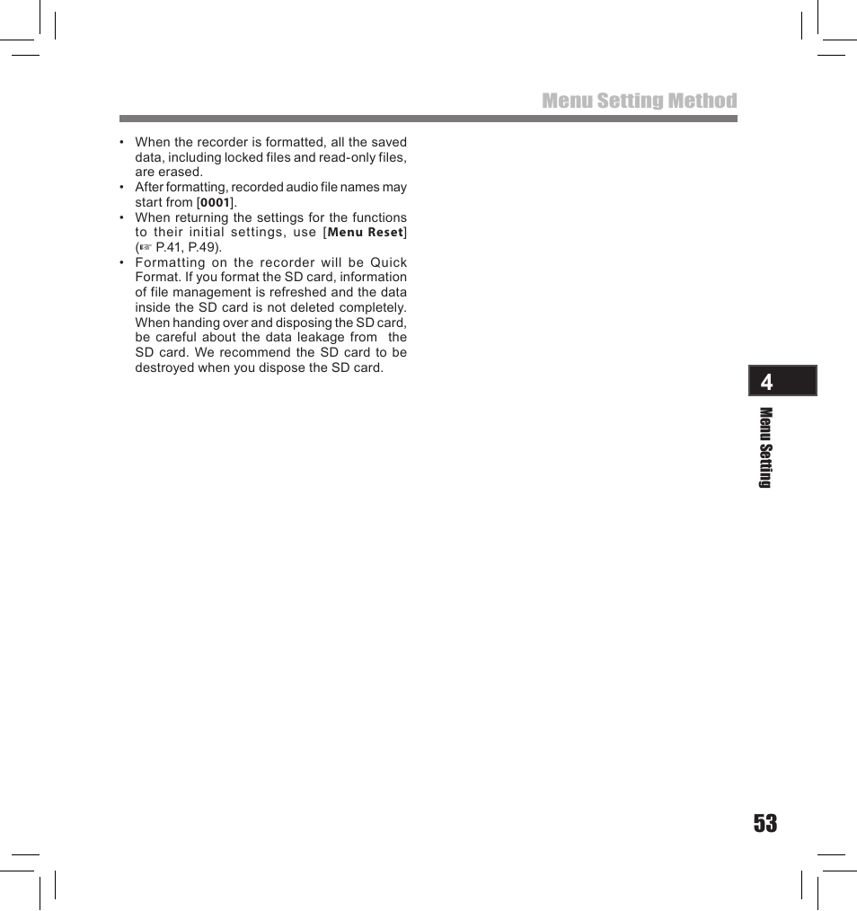 Menu setting method | Olympus LS-10S User Manual | Page 53 / 260