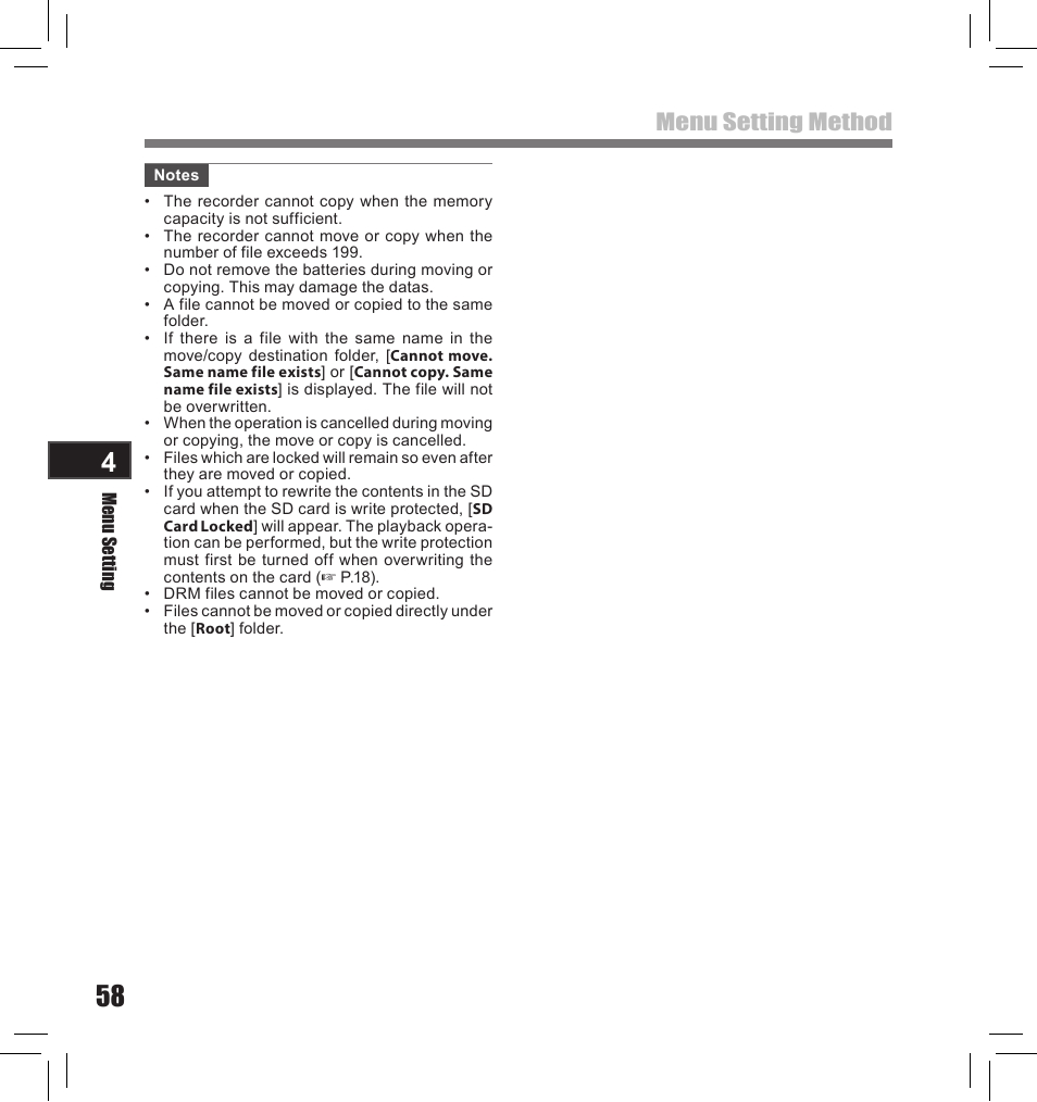 Menu setting method | Olympus LS-10S User Manual | Page 58 / 260