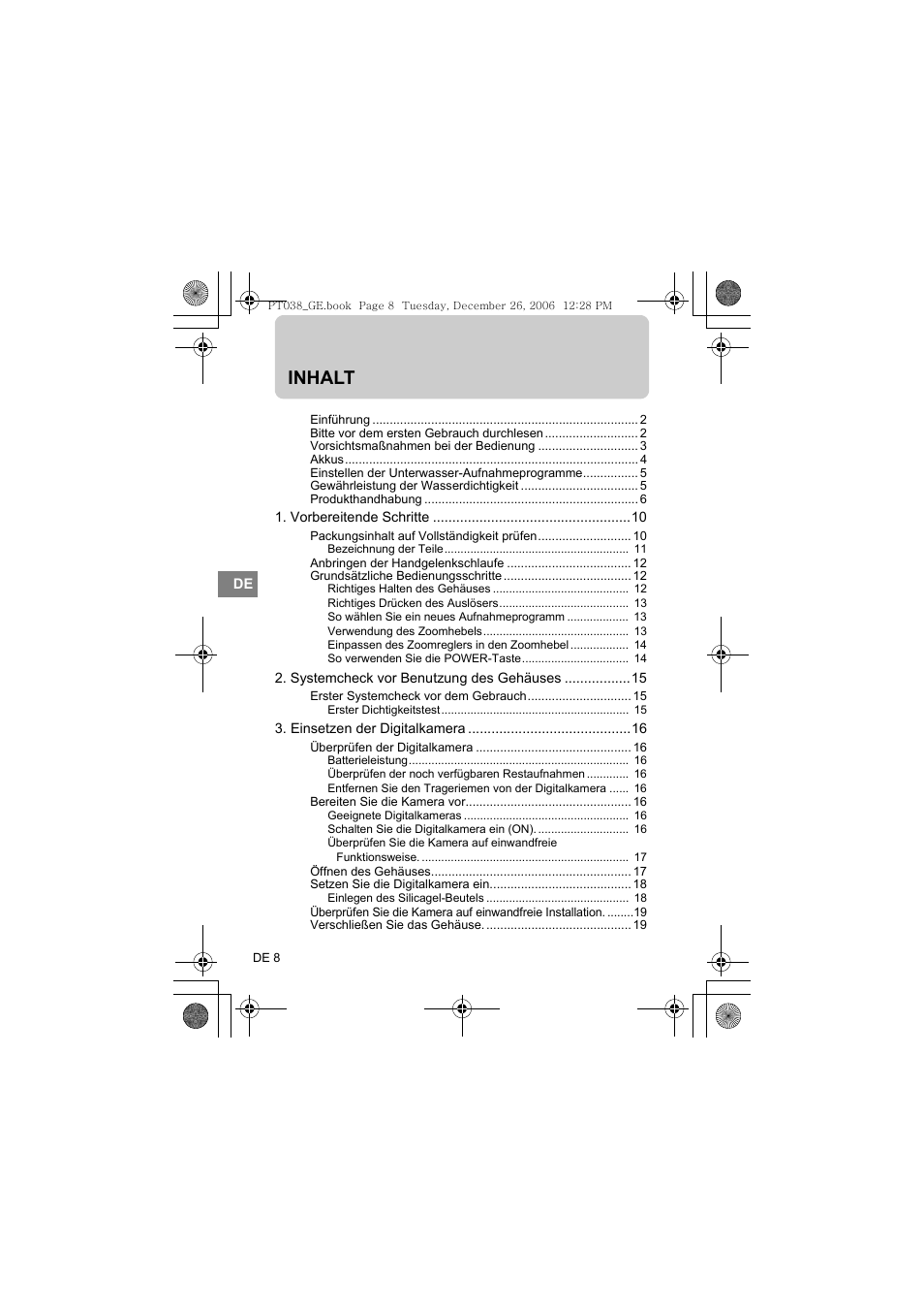 Inhalt | Olympus PT-038 User Manual | Page 122 / 268