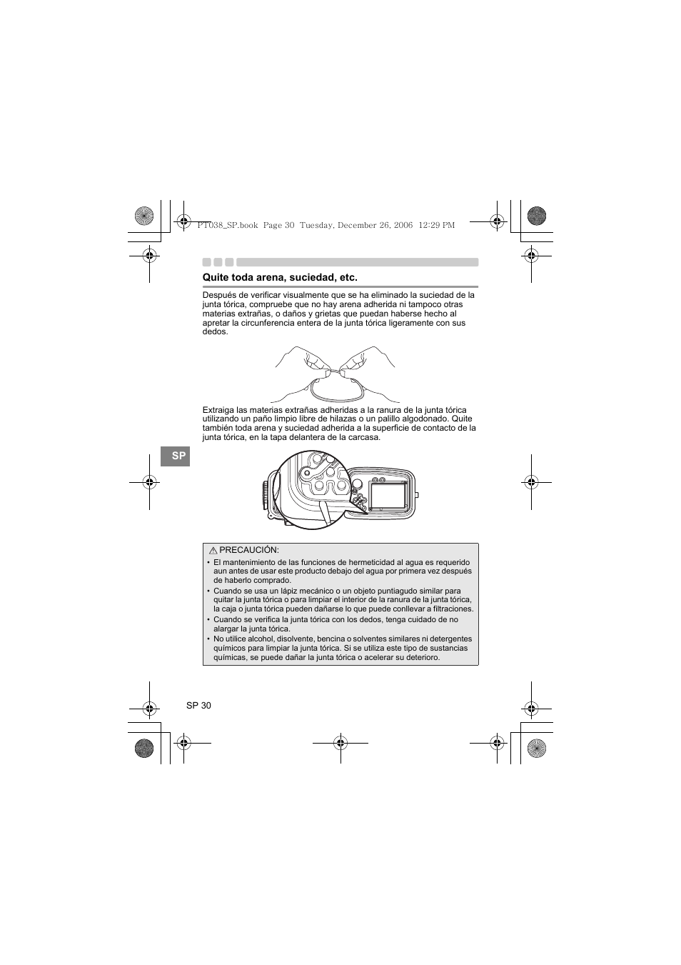 Quite toda arena, suciedad, etc | Olympus PT-038 User Manual | Page 182 / 268