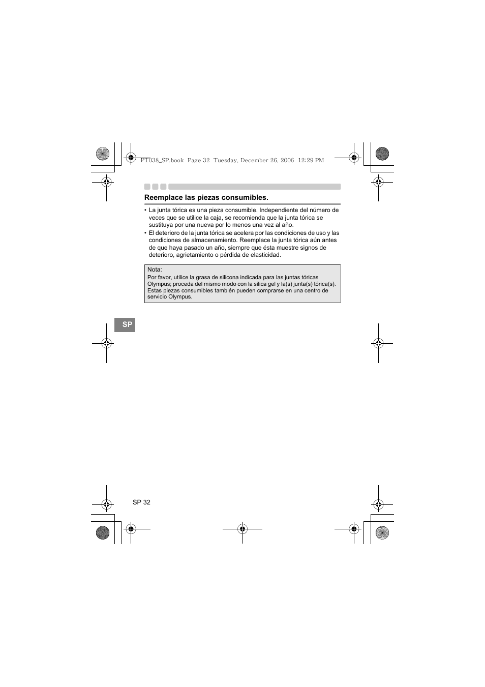 Reemplace las piezas consumibles | Olympus PT-038 User Manual | Page 184 / 268