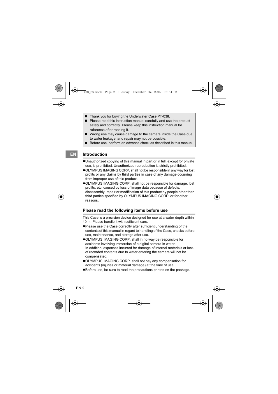 Olympus PT-038 User Manual | Page 40 / 268