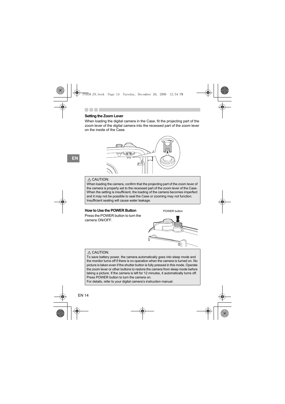 Setting the zoom lever how to use the p | Olympus PT-038 User Manual | Page 52 / 268