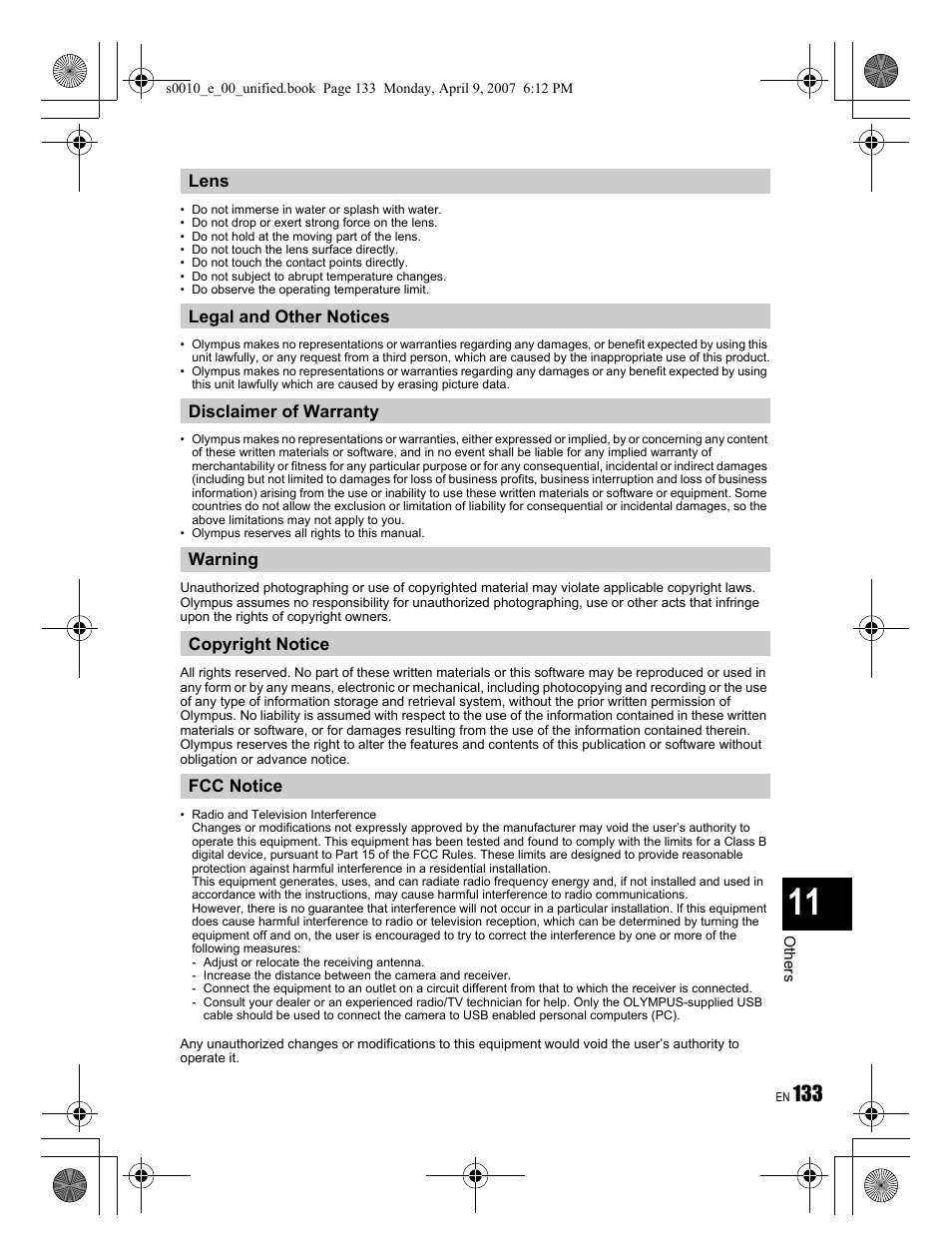 Olympus EVOLT E-510 User Manual | Page 133 / 140