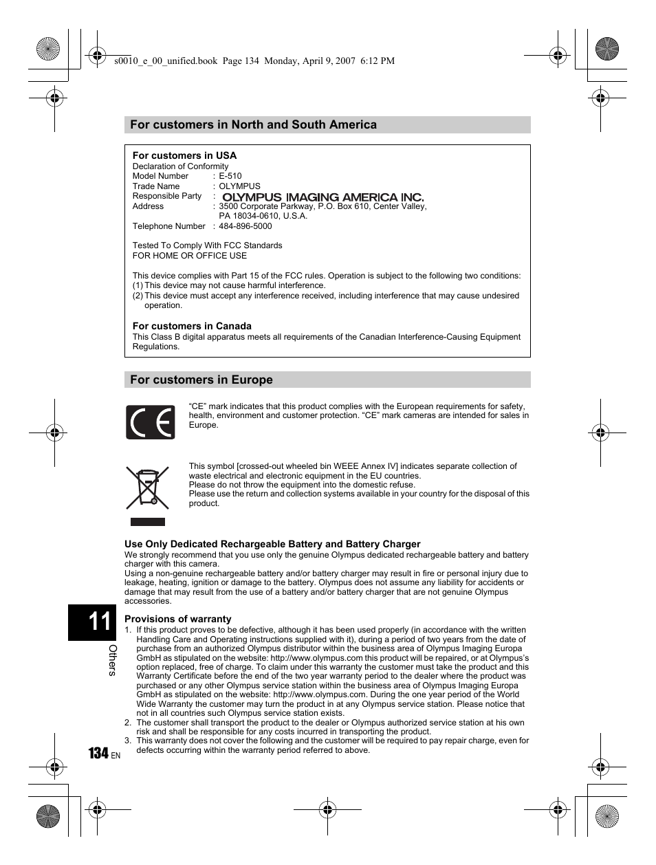 Olympus EVOLT E-510 User Manual | Page 134 / 140