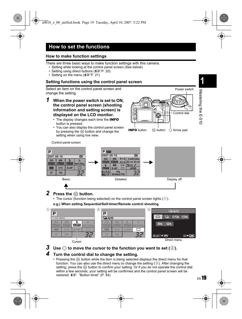 How to set the functions | Olympus EVOLT E-510 User Manual | Page 19 / 140
