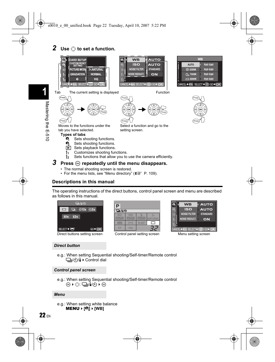 Olympus EVOLT E-510 User Manual | Page 22 / 140