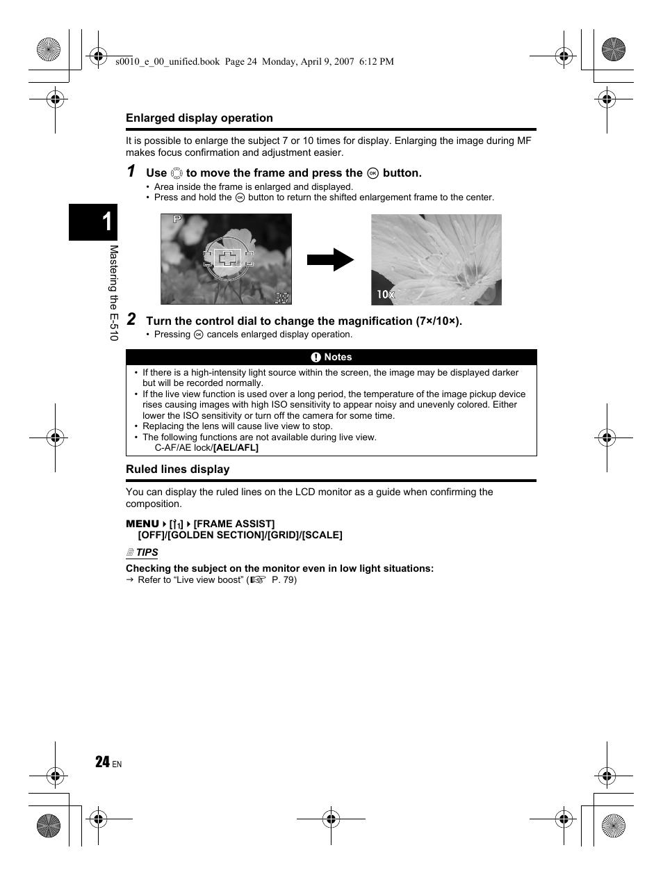 Olympus EVOLT E-510 User Manual | Page 24 / 140