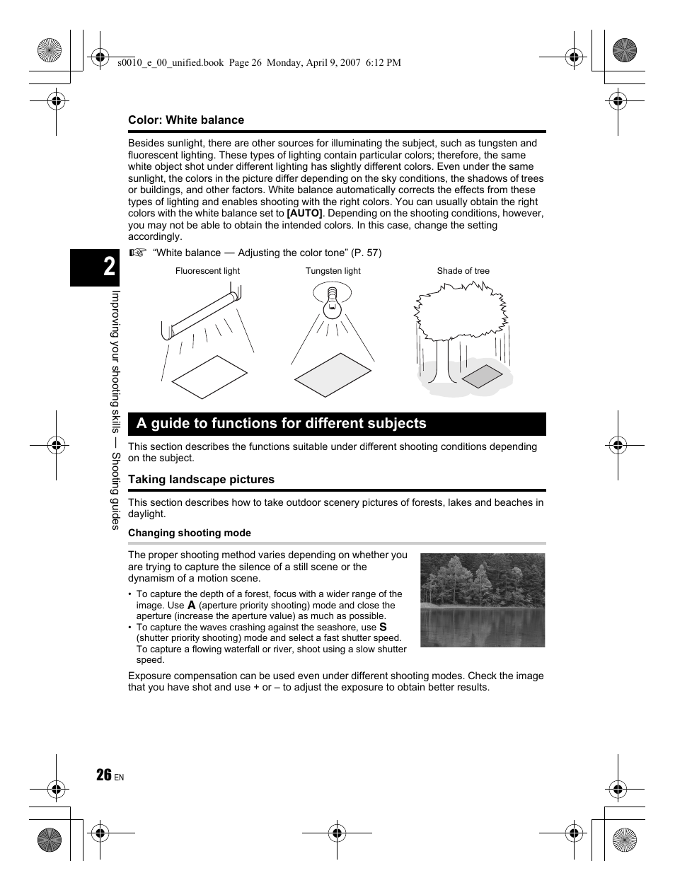 A guide to functions for different subjects | Olympus EVOLT E-510 User Manual | Page 26 / 140