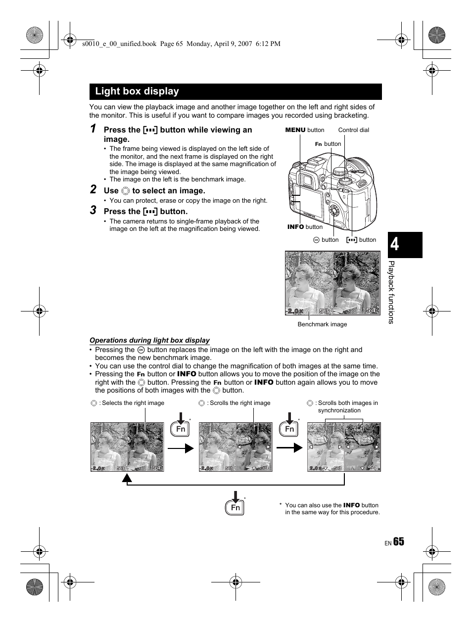 Light box display | Olympus EVOLT E-510 User Manual | Page 65 / 140
