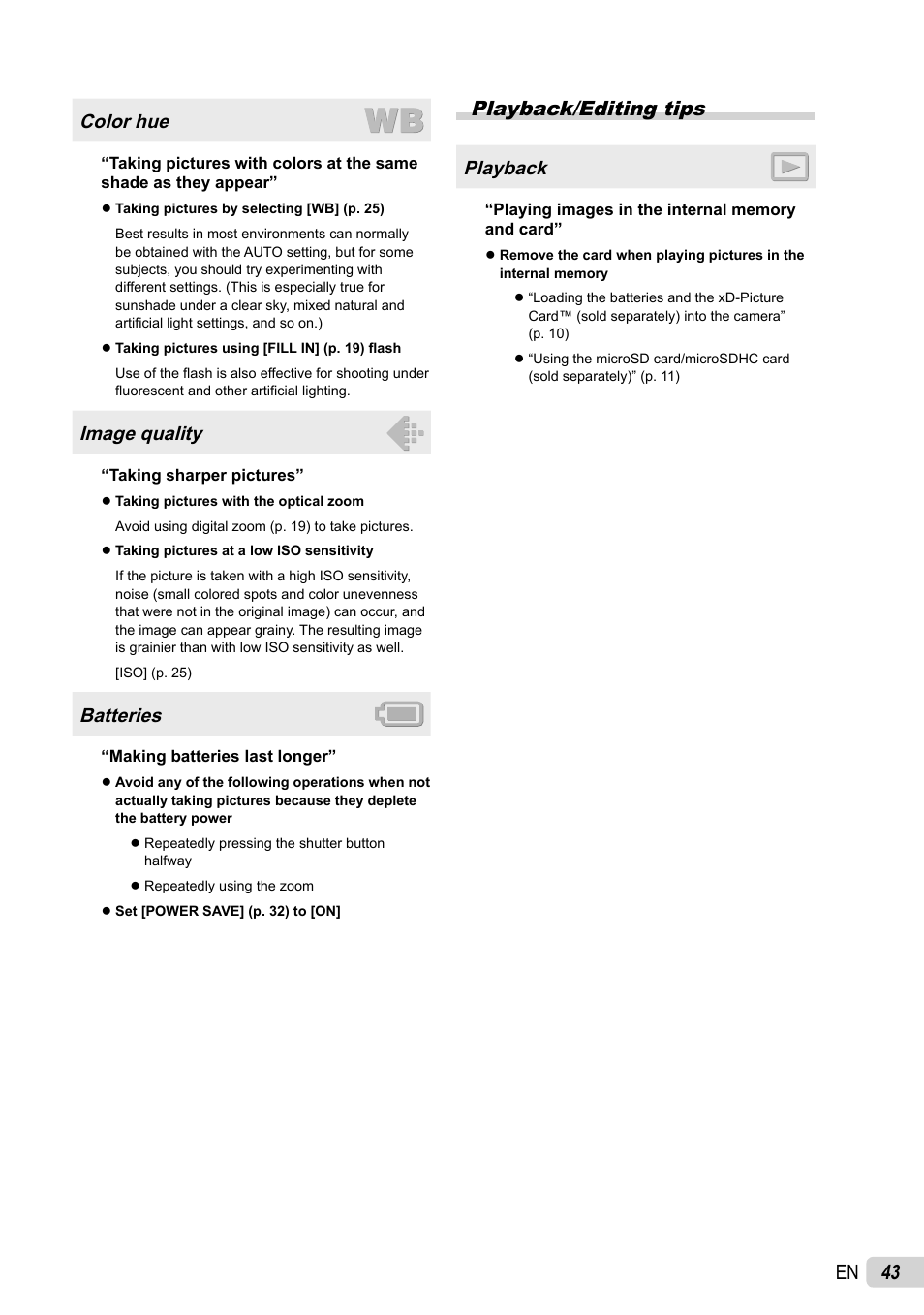43 en, Playback/editing tips | Olympus FE-26 User Manual | Page 43 / 60