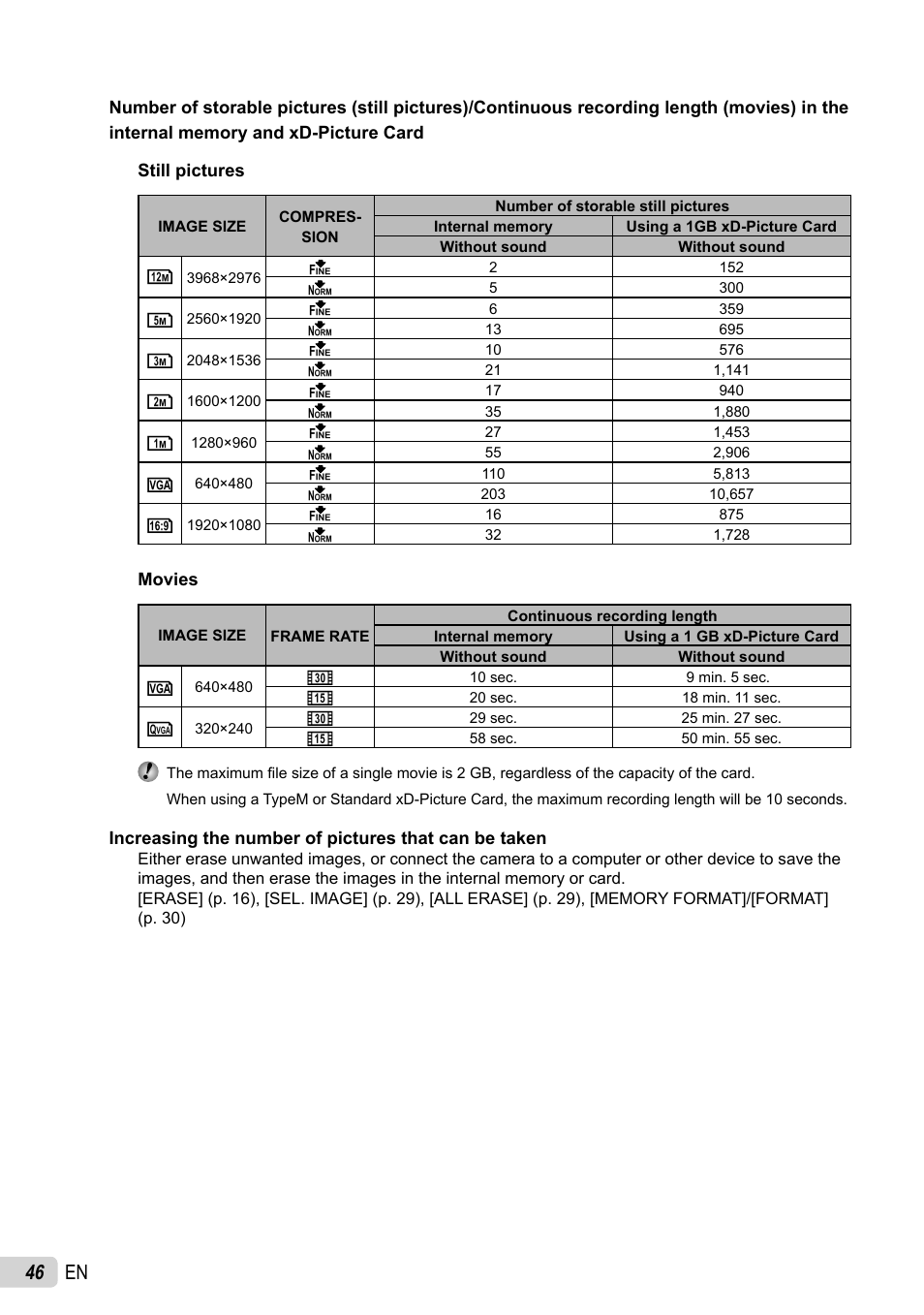 46 en | Olympus FE-26 User Manual | Page 46 / 60