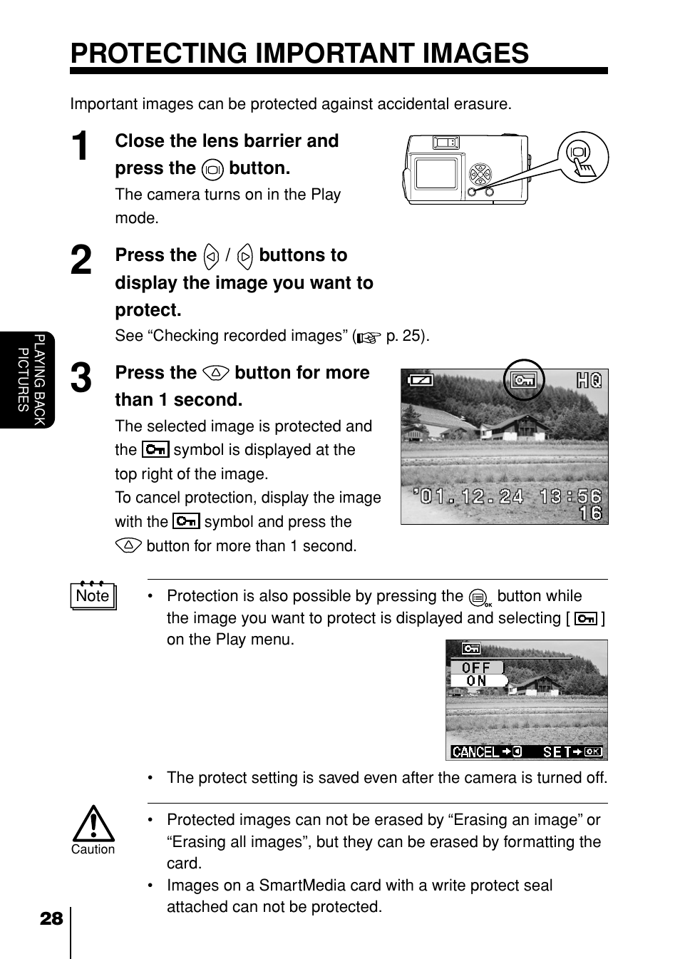 Protecting important images, P. 28 | Olympus D-230 User Manual | Page 29 / 116