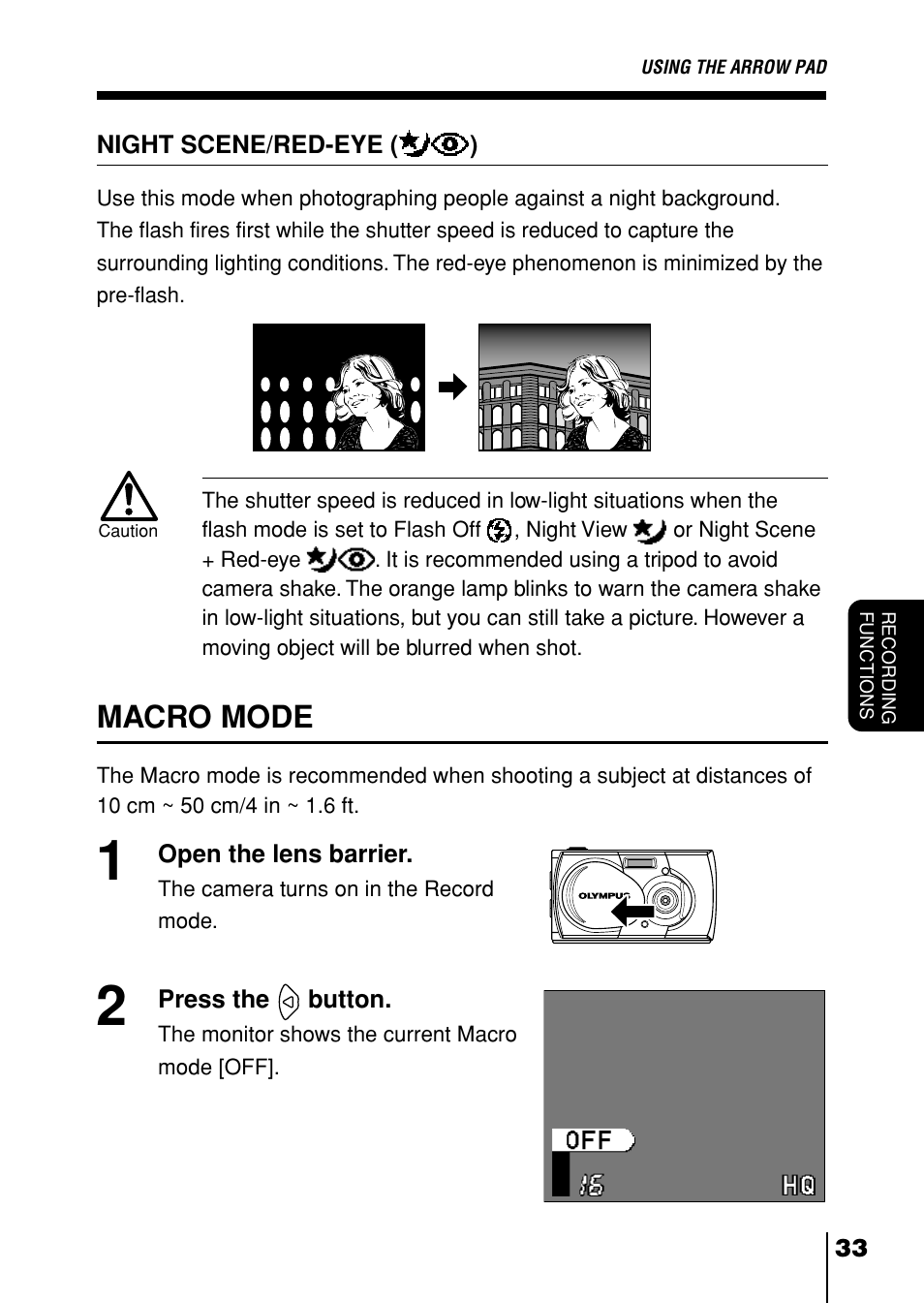 Macro mode, P.33) | Olympus D-230 User Manual | Page 34 / 116