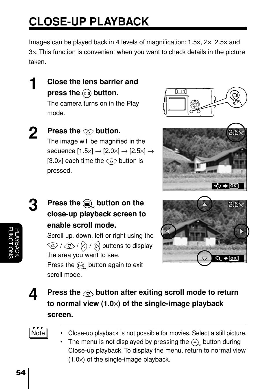 Close-up playback, P.54) | Olympus D-230 User Manual | Page 55 / 116