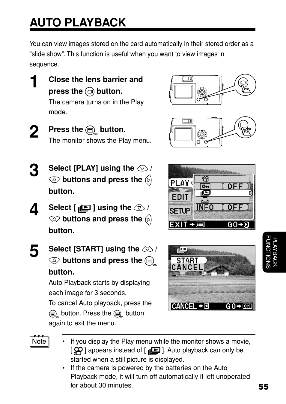 Auto playback | Olympus D-230 User Manual | Page 56 / 116
