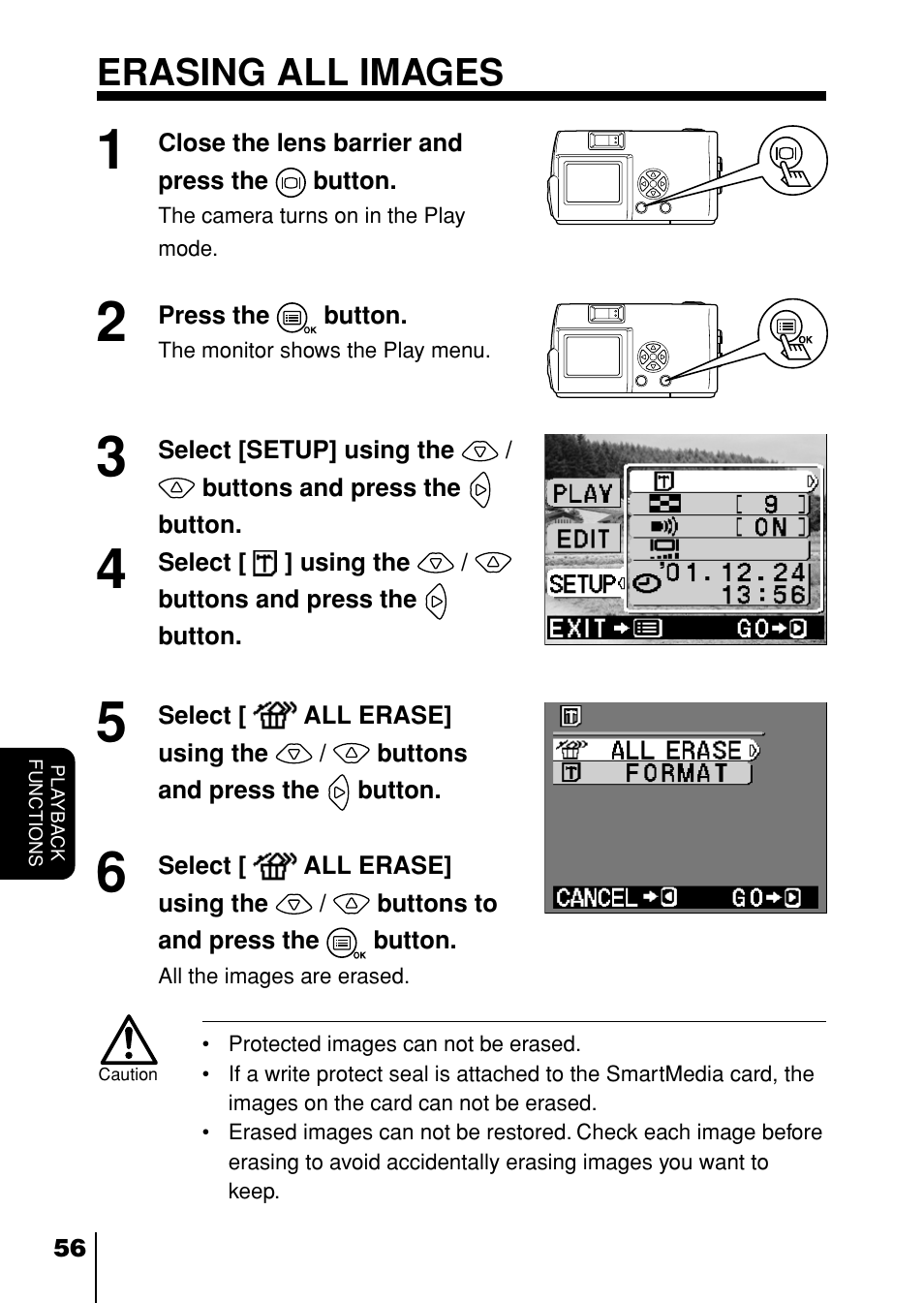 Erasing all images | Olympus D-230 User Manual | Page 57 / 116
