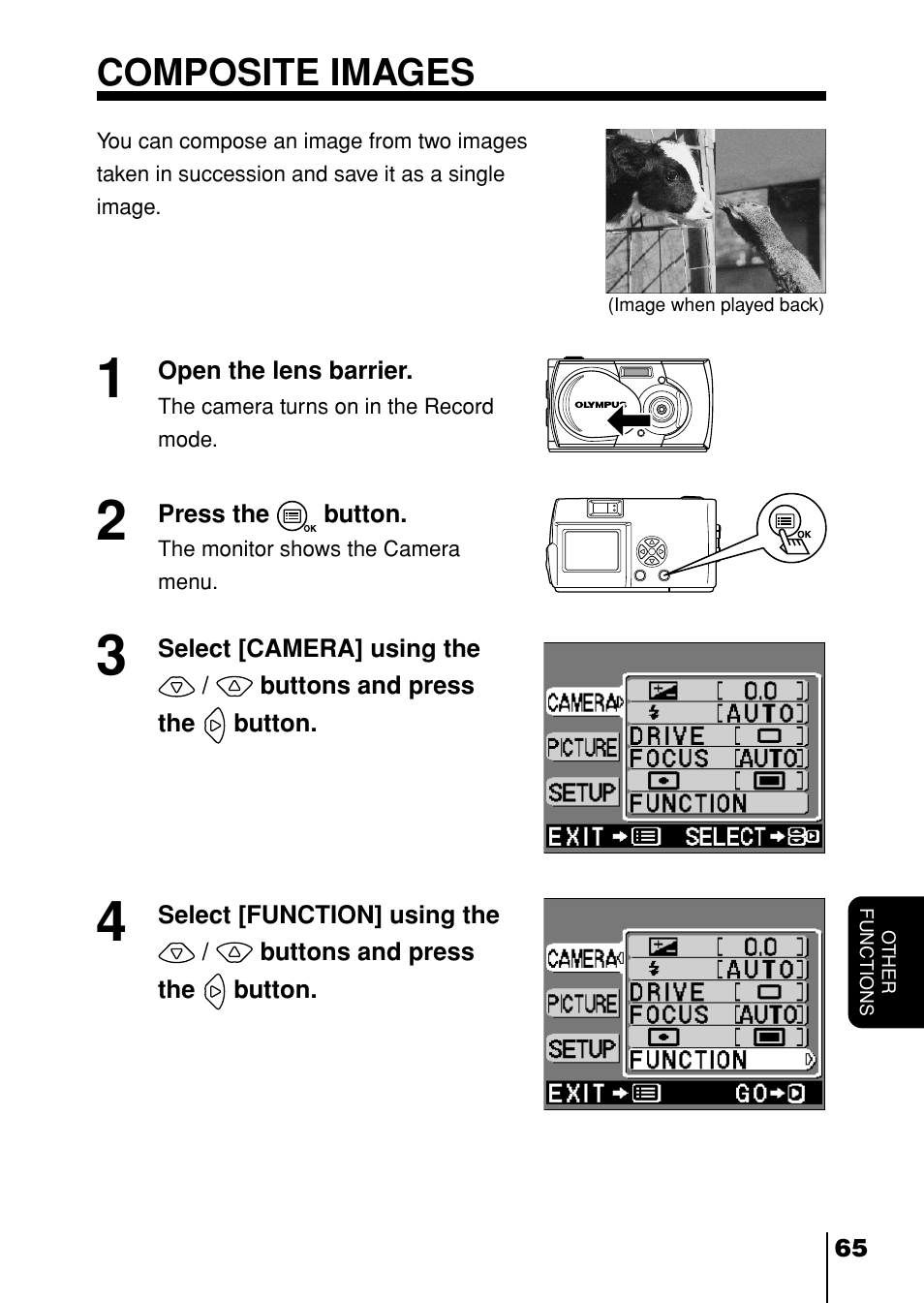 Composite images | Olympus D-230 User Manual | Page 66 / 116