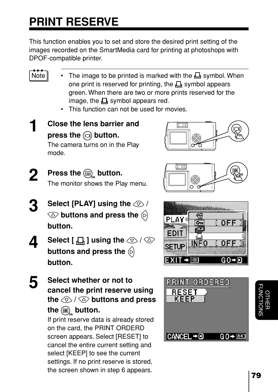 Print reserve | Olympus D-230 User Manual | Page 80 / 116