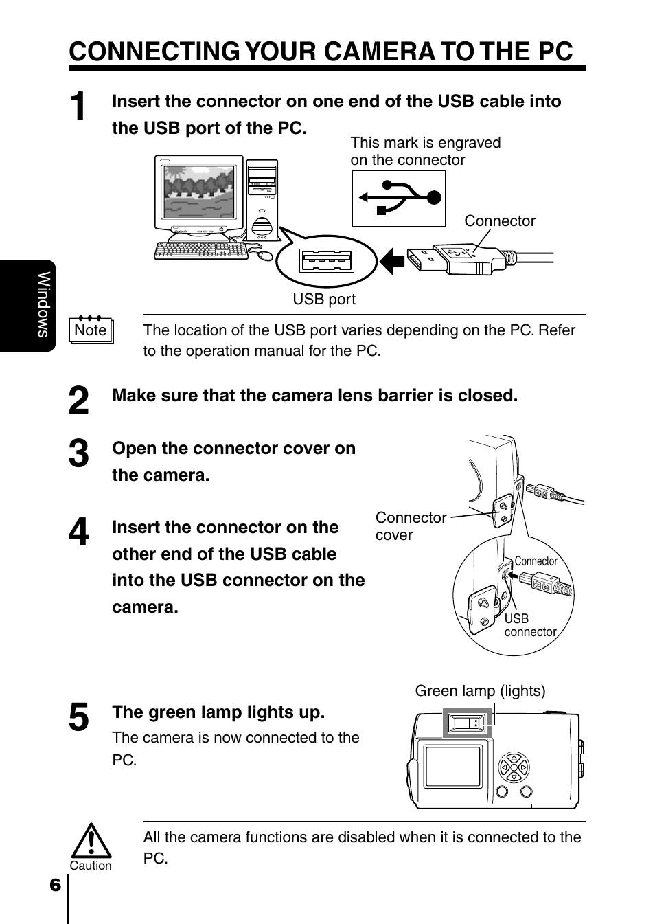 Connecting your camera to the pc | Olympus D-230 User Manual | Page 99 / 116