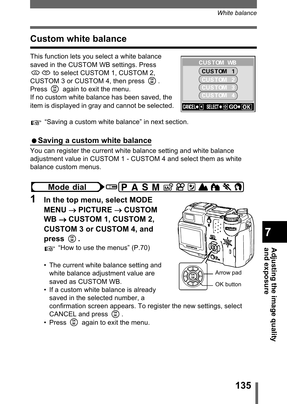 Custom white balance, P.135 | Olympus C-5050 Zoom User Manual | Page 136 / 268