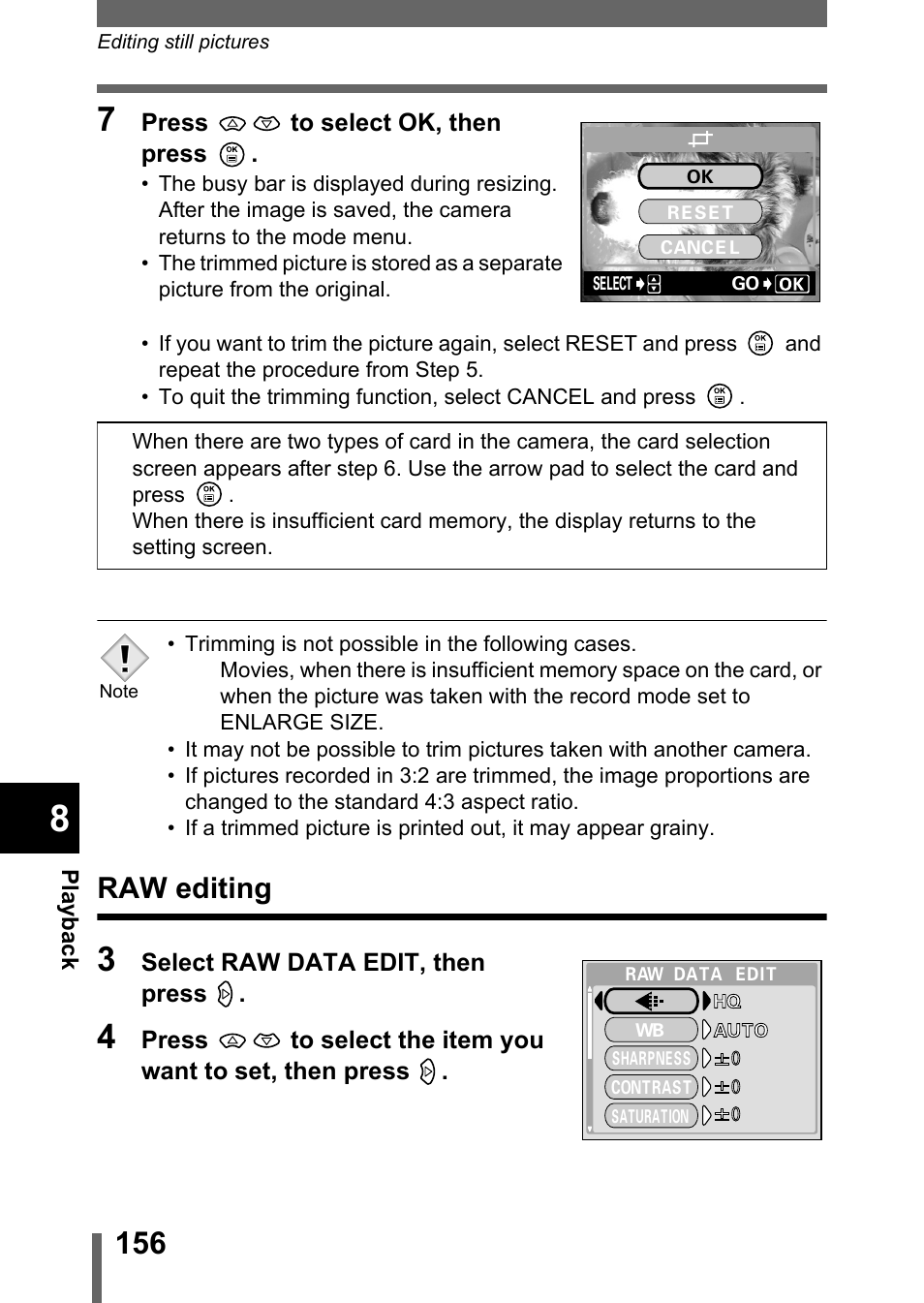 Raw editing, P.156 | Olympus C-5050 Zoom User Manual | Page 157 / 268