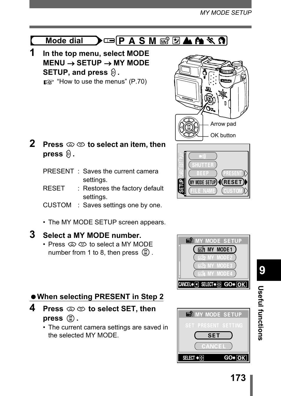 Mode dial | Olympus C-5050 Zoom User Manual | Page 174 / 268